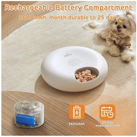 iPettie Donuts Frost 6 Meal Cordless Automatic Pet Feeder - Picture 4 of 12